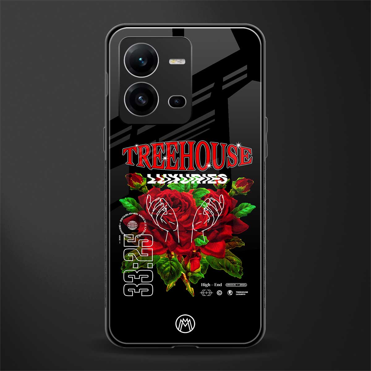 treehouse back phone cover | glass case for vivo v25-5g