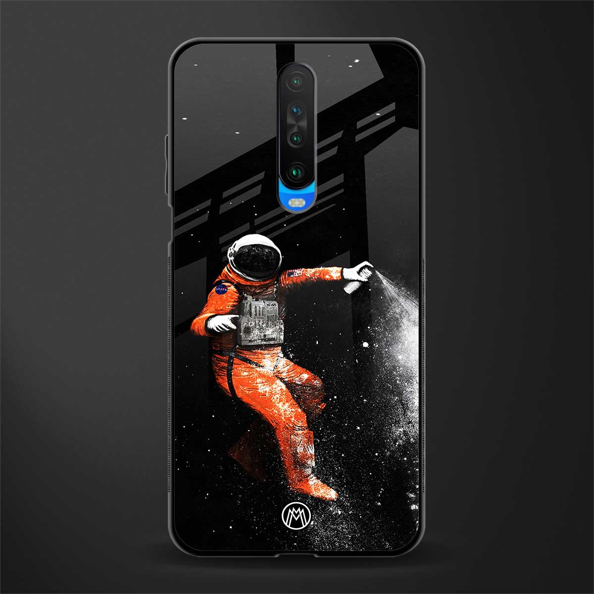 trippy astronaut glass case for poco x2 image