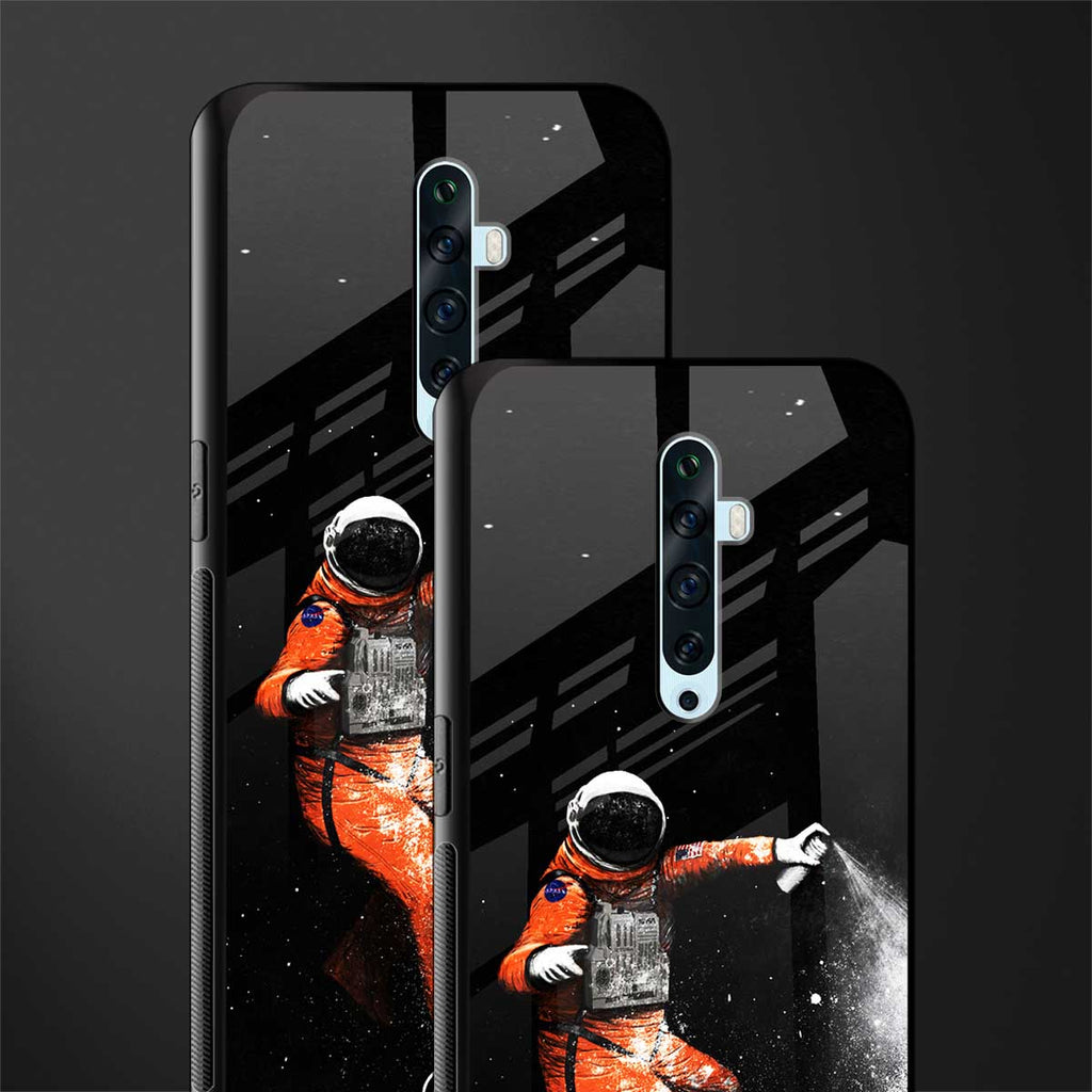 trippy astronaut glass case for oppo reno 2f image-2