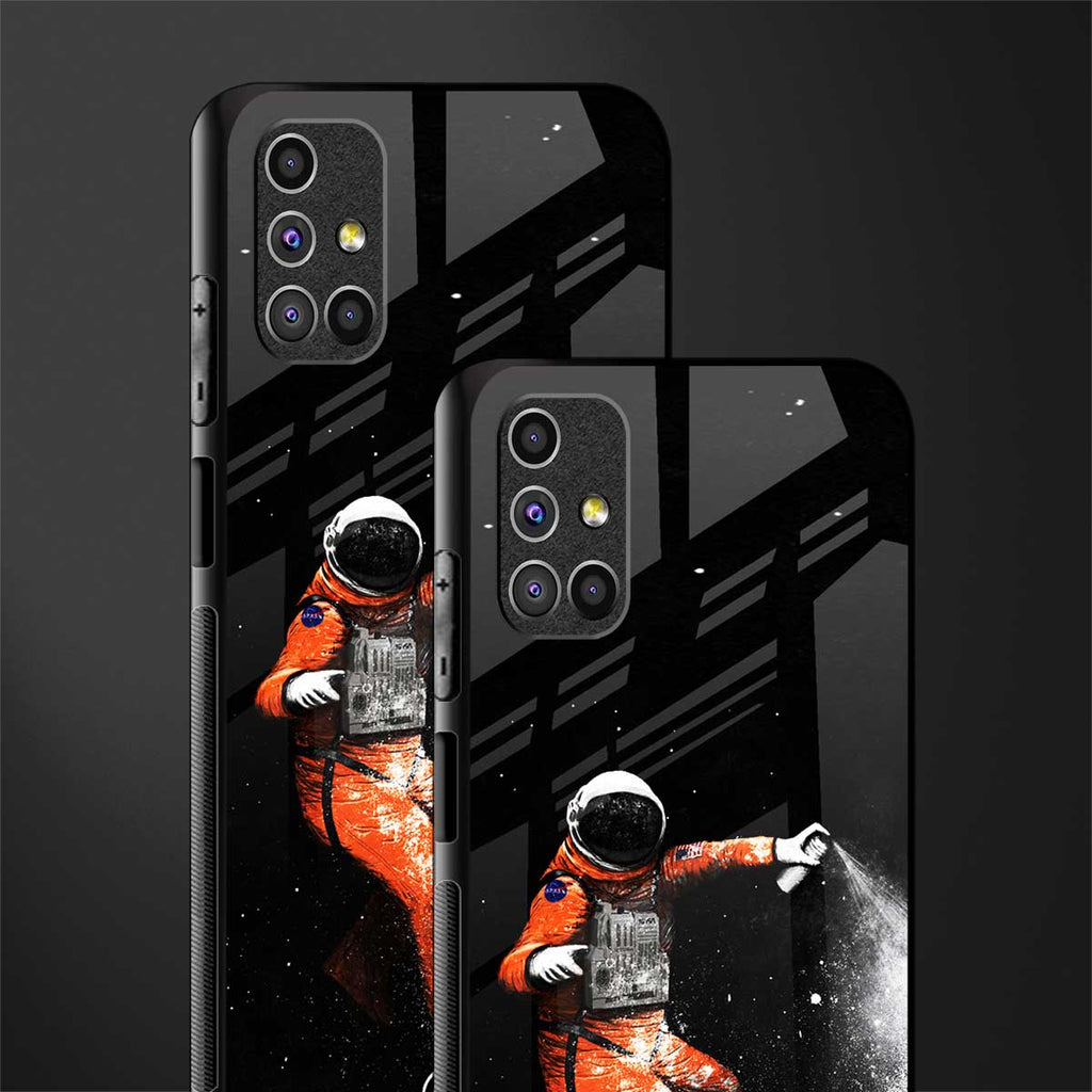trippy astronaut glass case for samsung galaxy m51 image-2