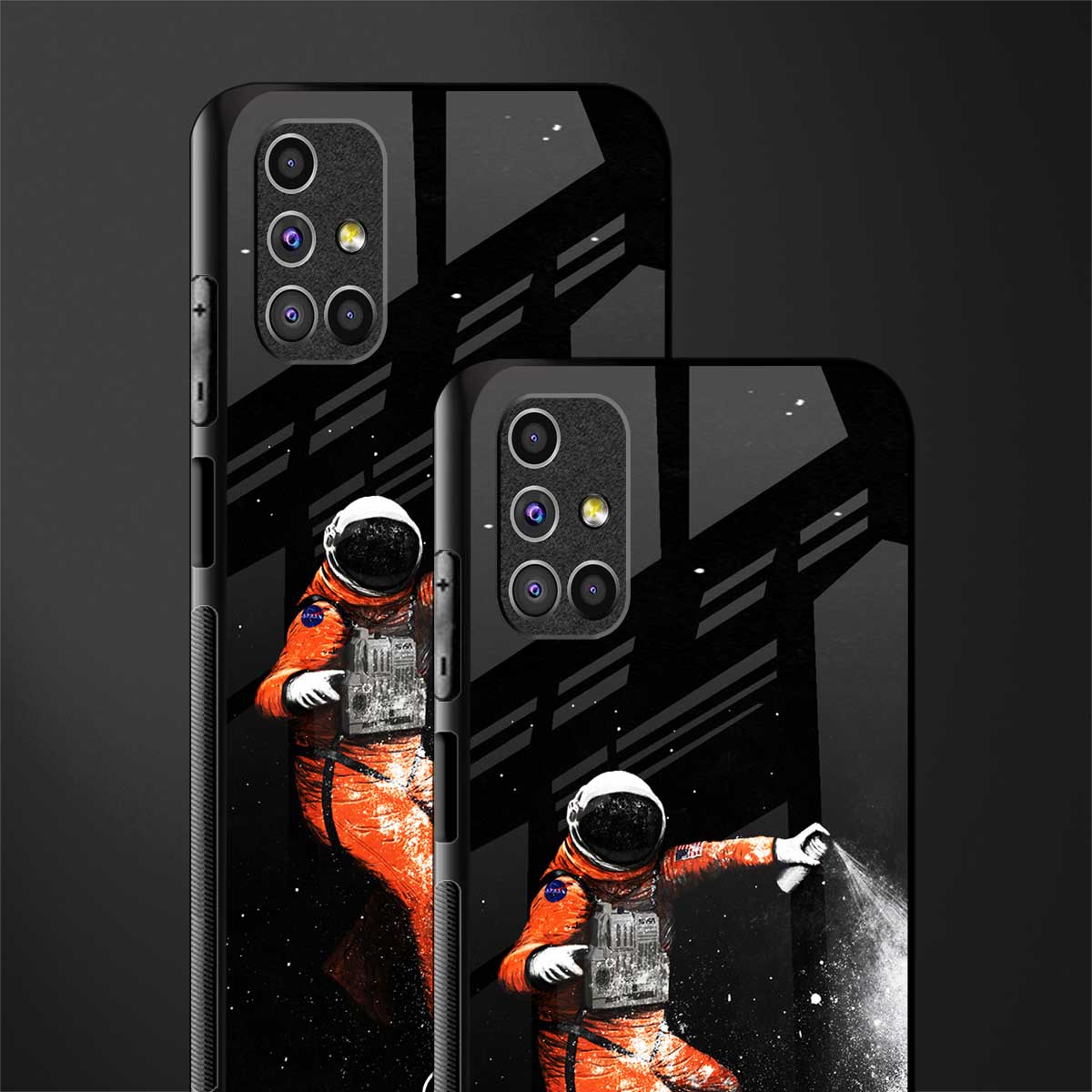 trippy astronaut glass case for samsung galaxy m31s image-2