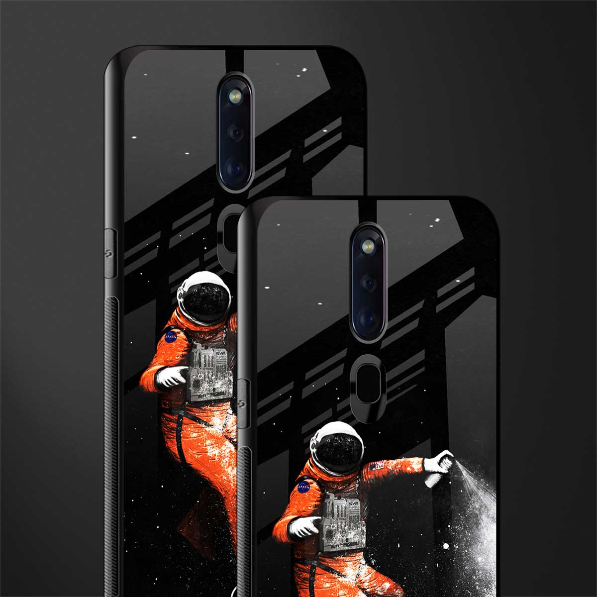 trippy astronaut glass case for oppo f11 pro image-2
