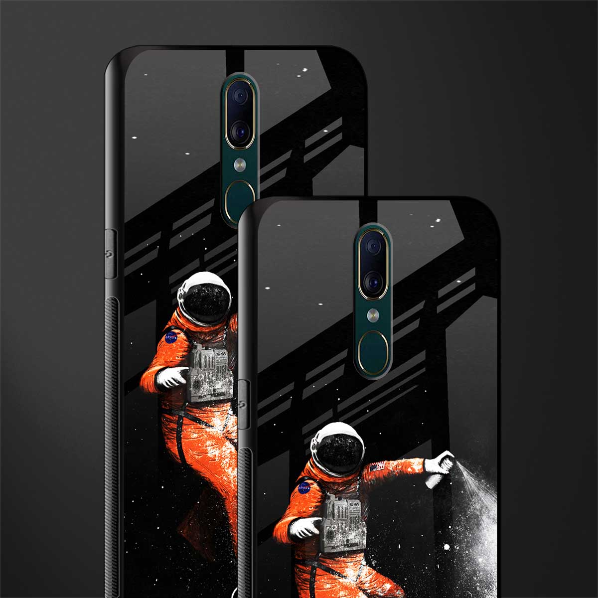 trippy astronaut glass case for oppo a9 image-2