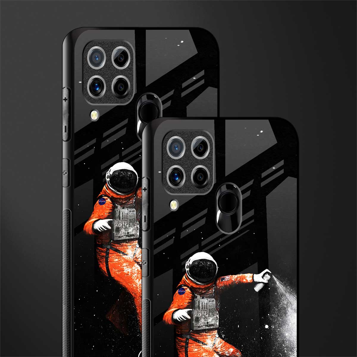 trippy astronaut glass case for realme c15 image-2