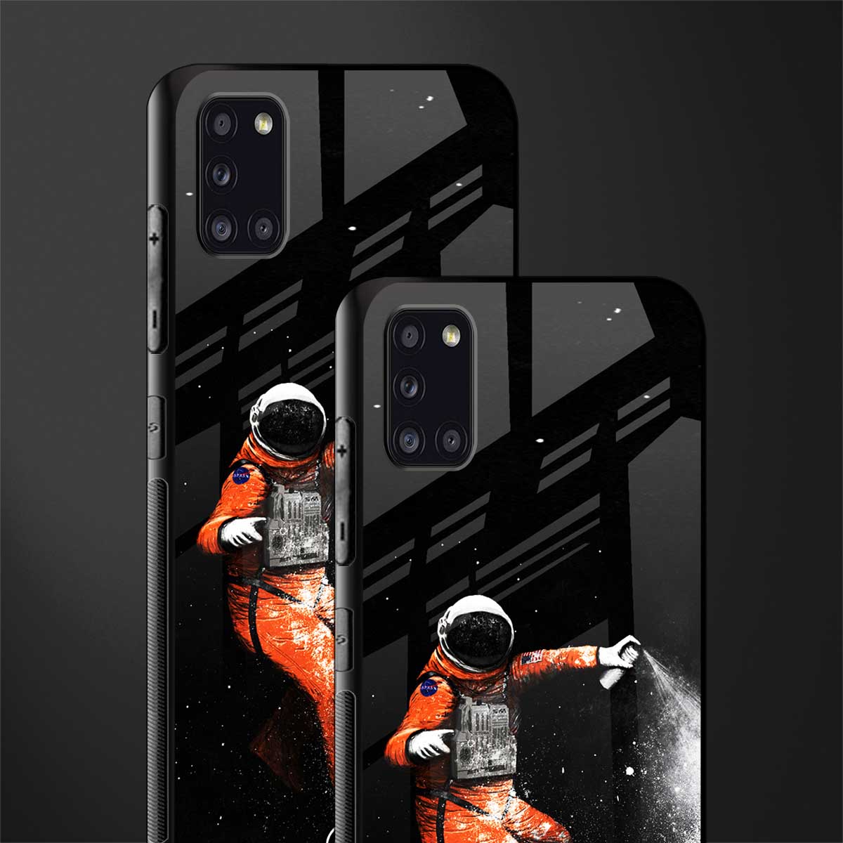 trippy astronaut glass case for samsung galaxy a31 image-2