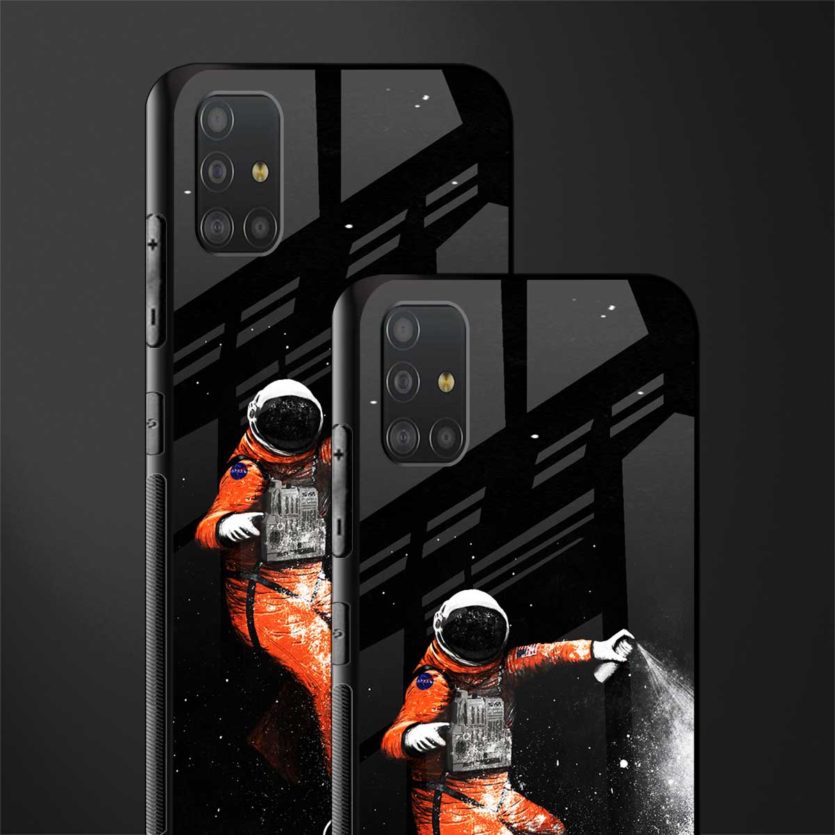 trippy astronaut glass case for samsung galaxy a51 image-2