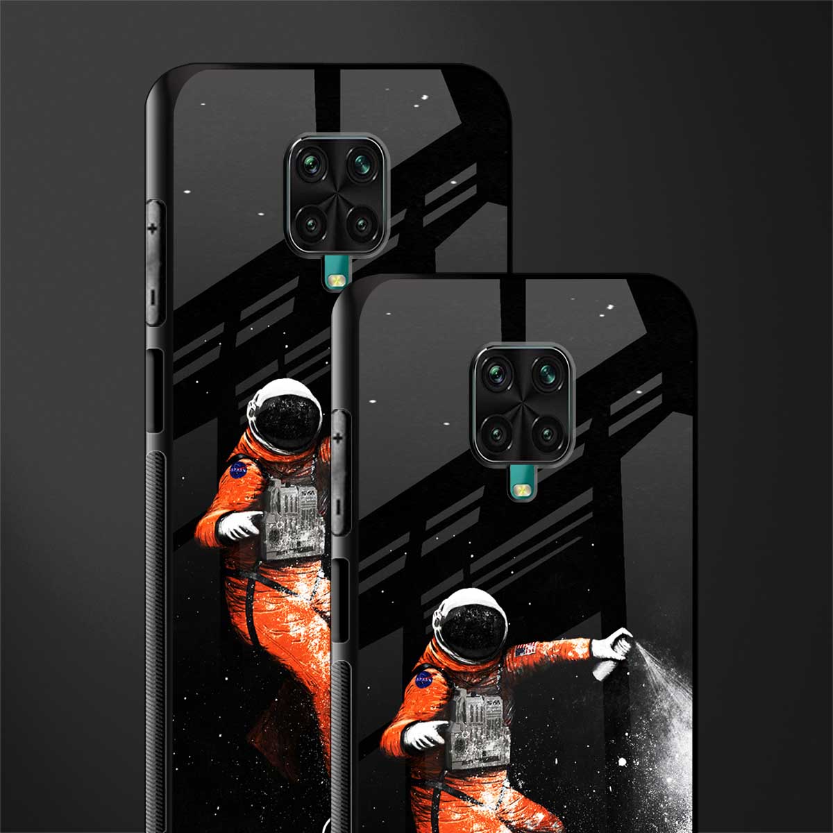 trippy astronaut glass case for poco m2 pro image-2