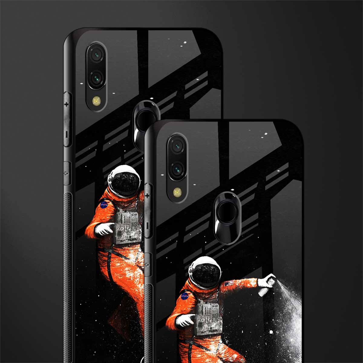 trippy astronaut glass case for redmi y3 image-2