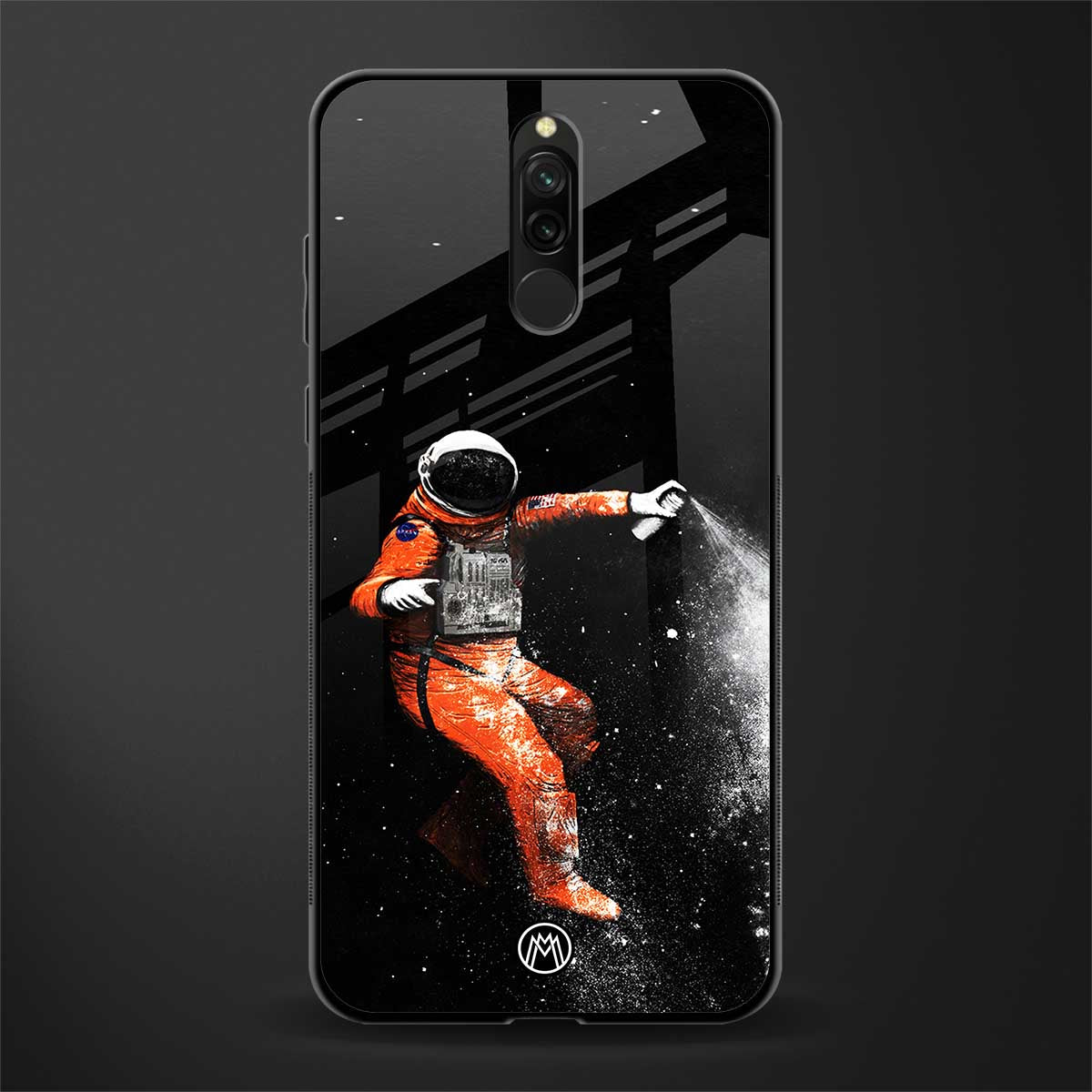 trippy astronaut glass case for redmi 8 image