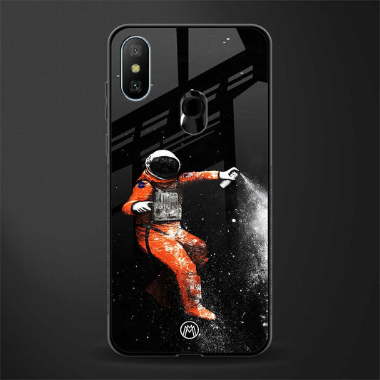 trippy astronaut glass case for redmi 6 pro image