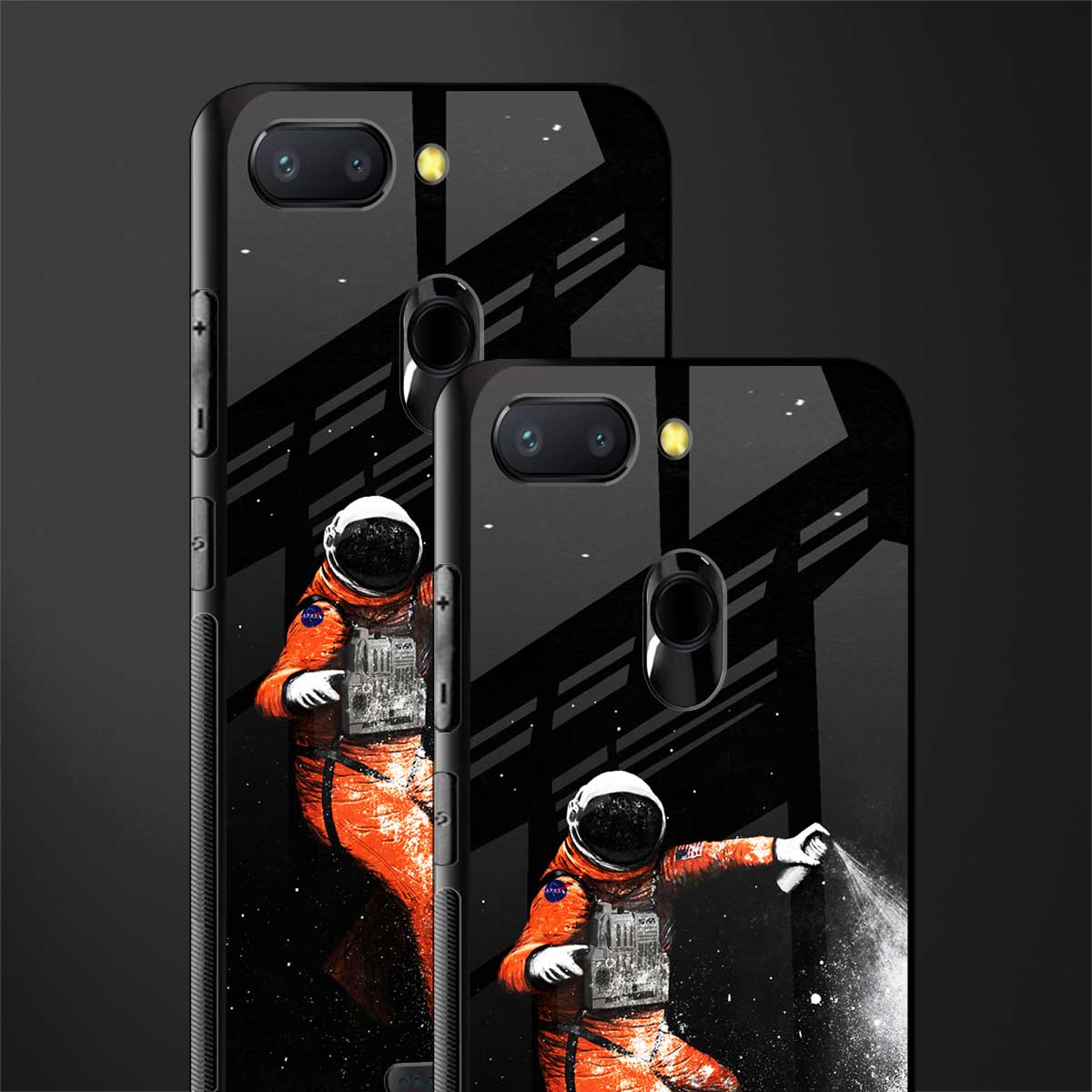 trippy astronaut glass case for redmi 6 image-2