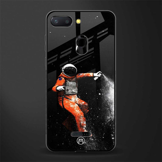 trippy astronaut glass case for redmi 6 image