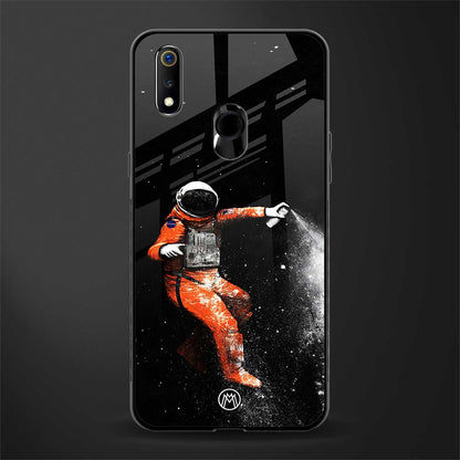 trippy astronaut glass case for realme 3 image