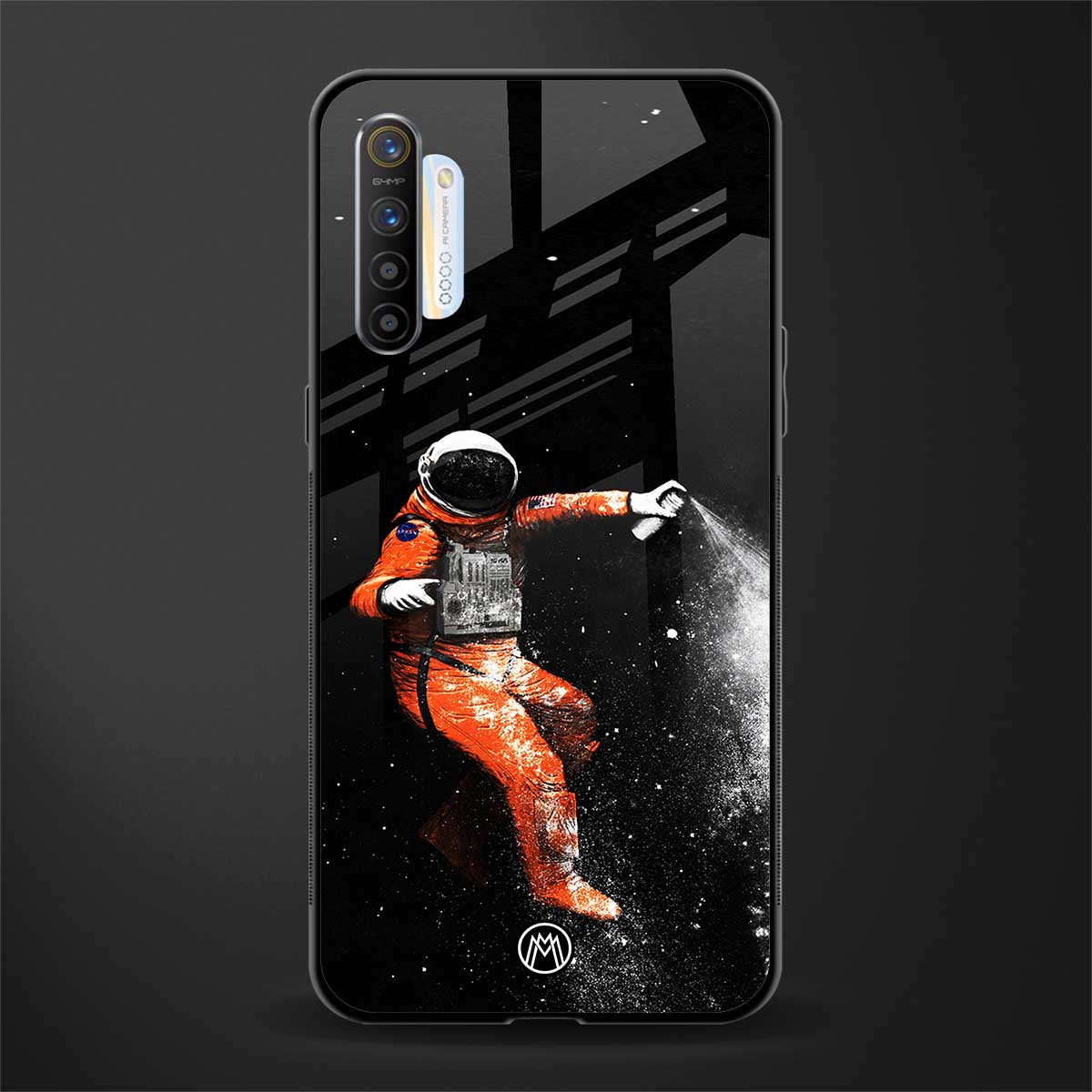 trippy astronaut glass case for realme x2 image