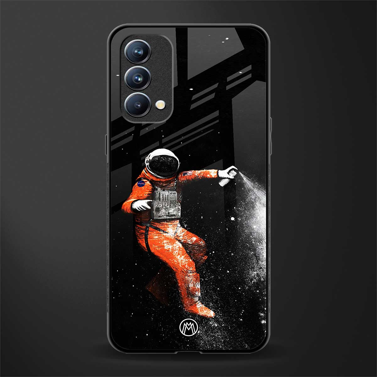 trippy astronaut glass case for oppo f19 image