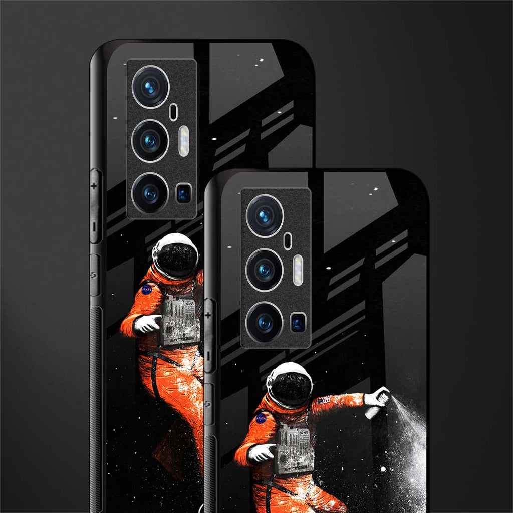 trippy astronaut glass case for vivo x70 pro plus image-2