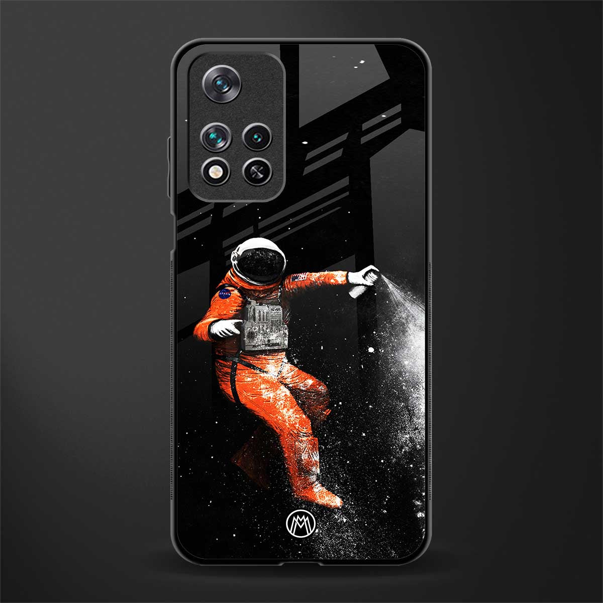 trippy astronaut glass case for poco m4 pro 5g image