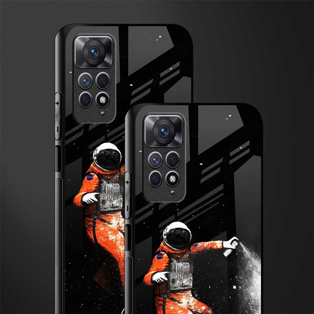 trippy astronaut glass case for redmi note 11 pro image-2