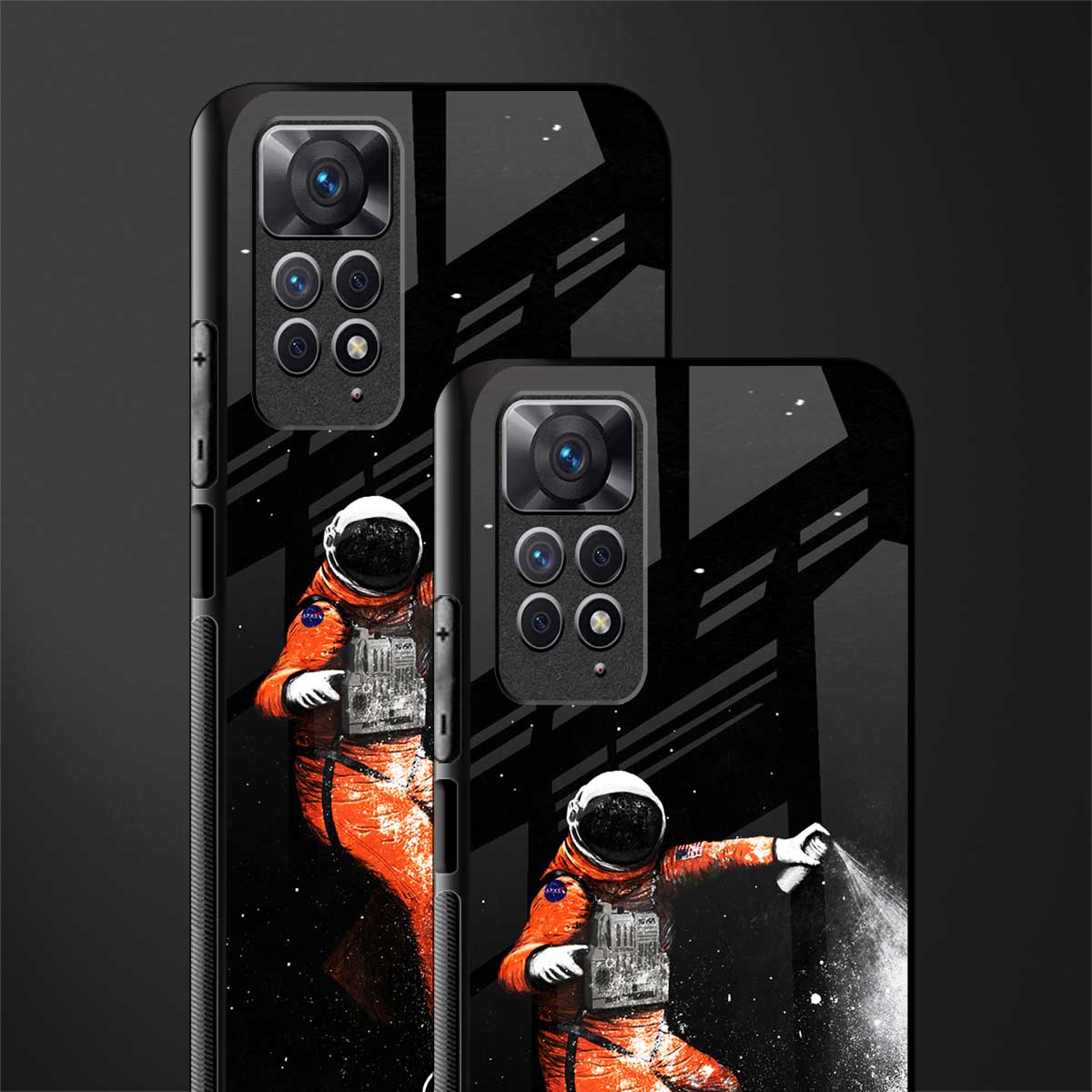 trippy astronaut glass case for redmi note 11 image-2