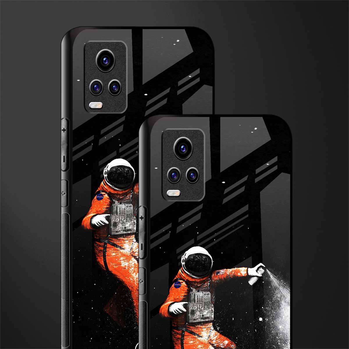 trippy astronaut glass case for vivo v20 image-2