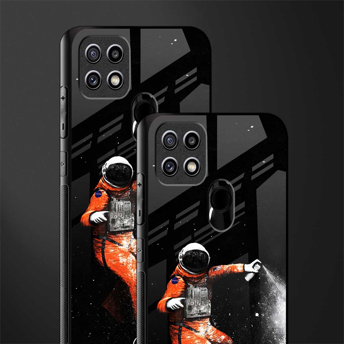 trippy astronaut glass case for oppo a15s image-2