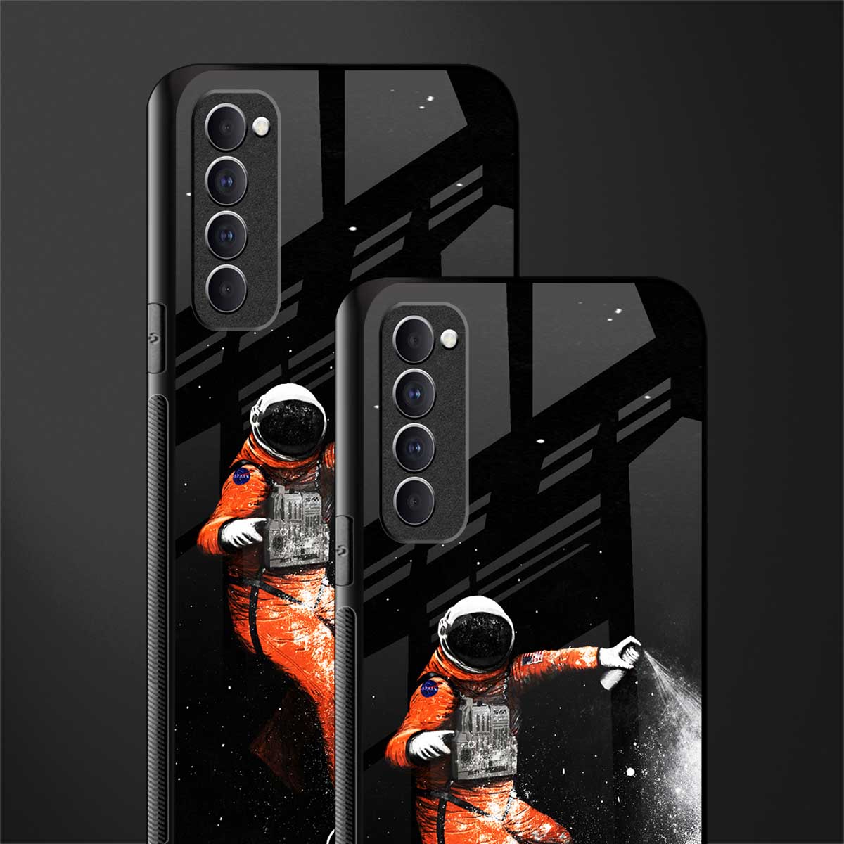 trippy astronaut glass case for oppo reno 4 pro image-2