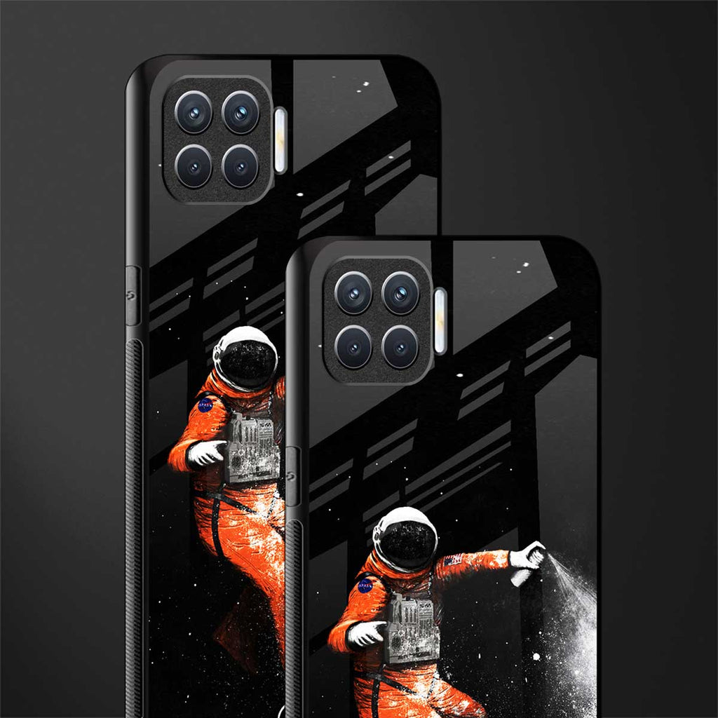trippy astronaut glass case for oppo f17 pro image-2