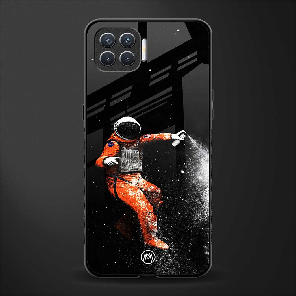 trippy astronaut glass case for oppo f17 image