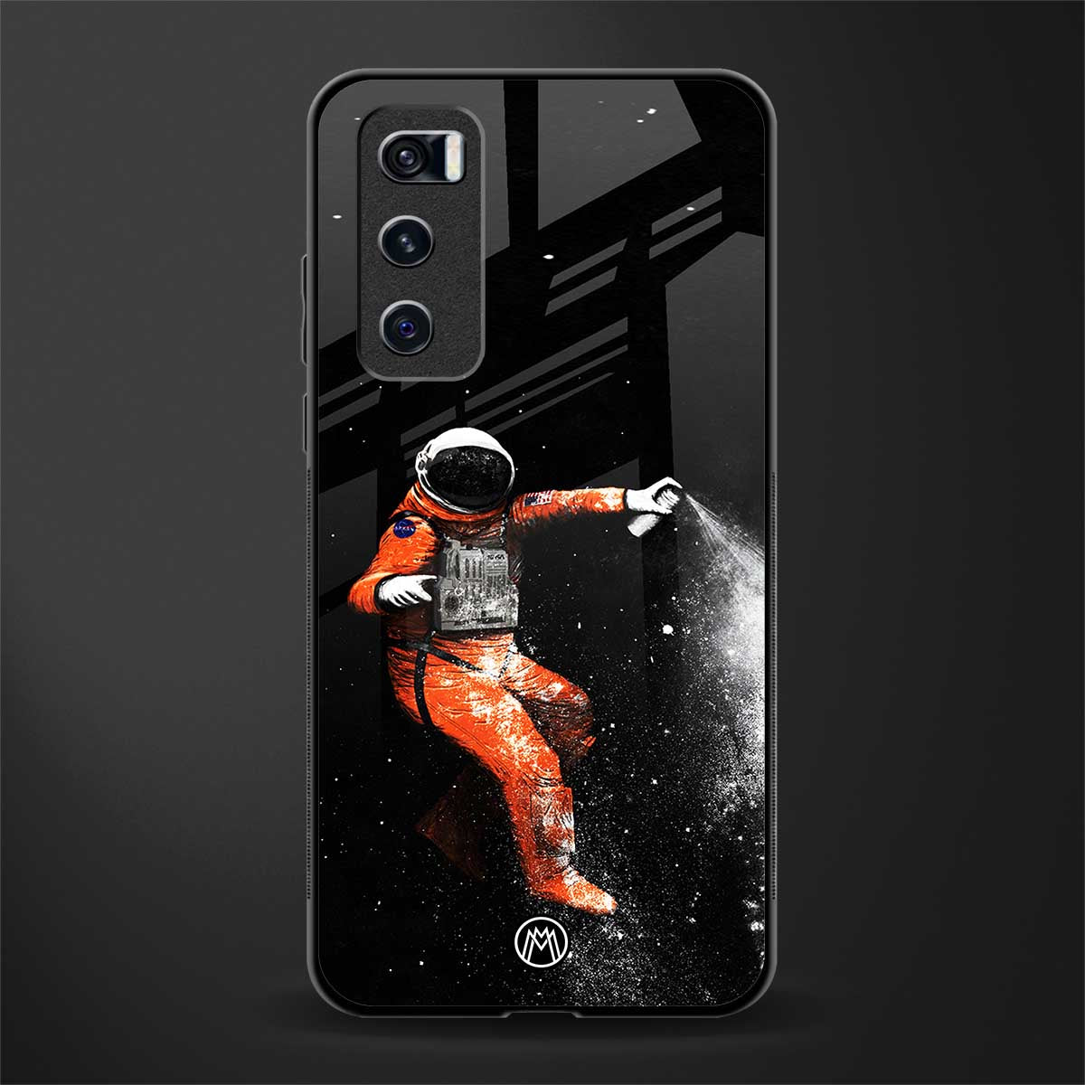 trippy astronaut glass case for vivo v20 se image