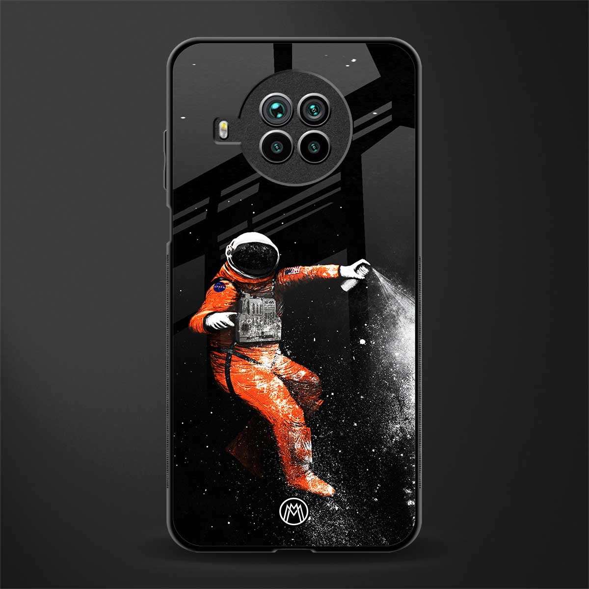trippy astronaut glass case for mi 10i image