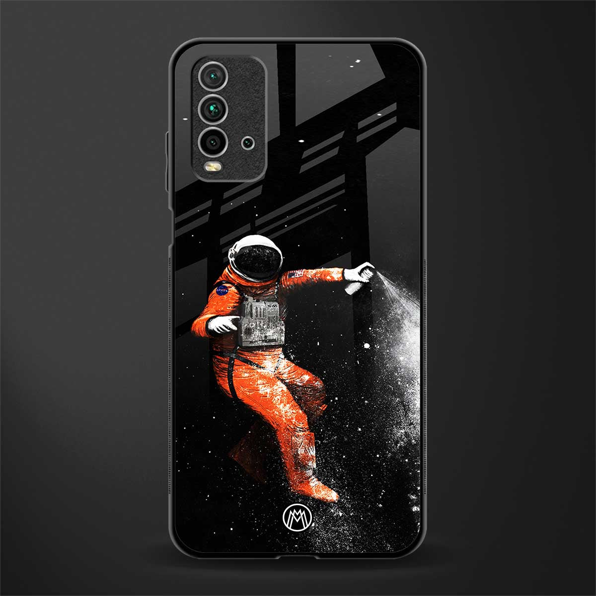 trippy astronaut glass case for redmi 9 power image