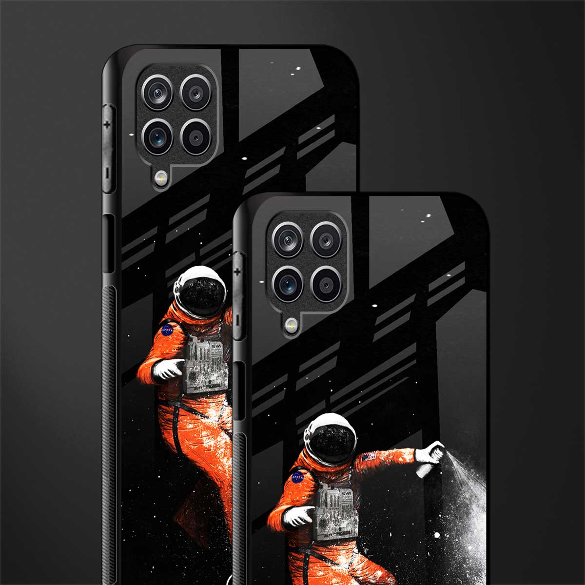 trippy astronaut glass case for samsung galaxy m12 image-2