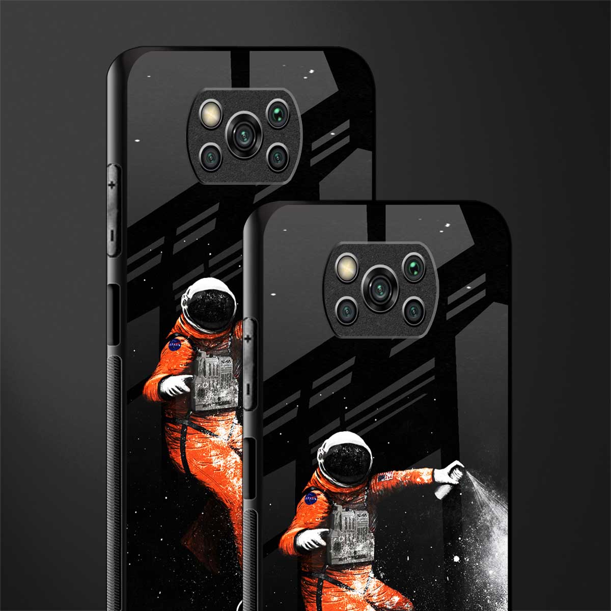 trippy astronaut glass case for poco x3 image-2