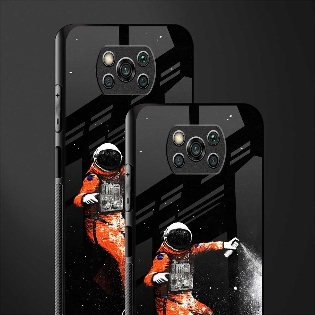 trippy astronaut glass case for poco x3 pro image-2