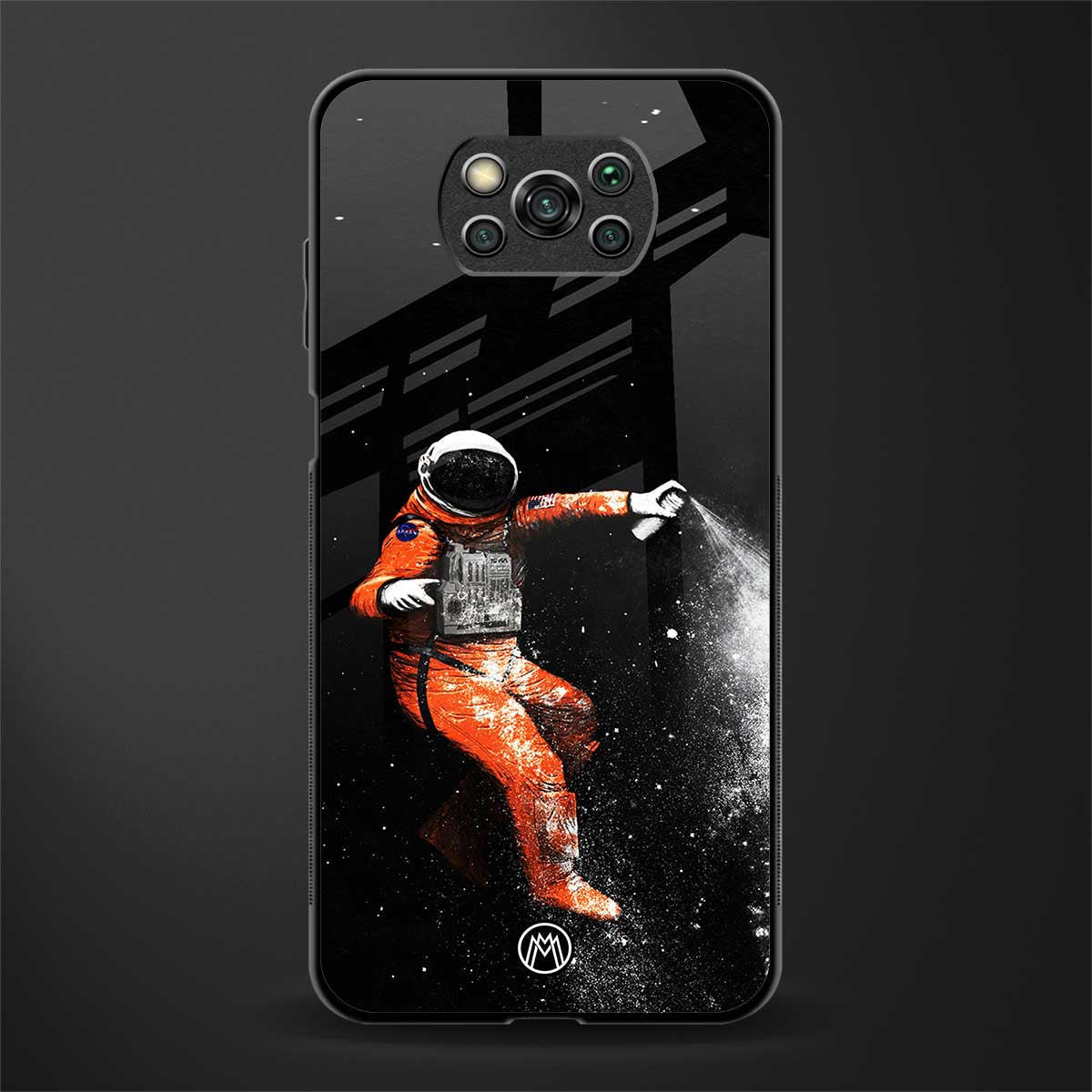 trippy astronaut glass case for poco x3 pro image