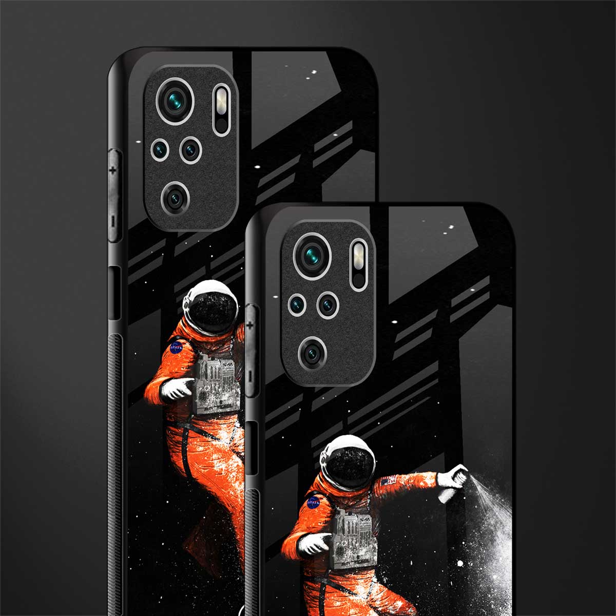 trippy astronaut glass case for redmi note 10 image-2