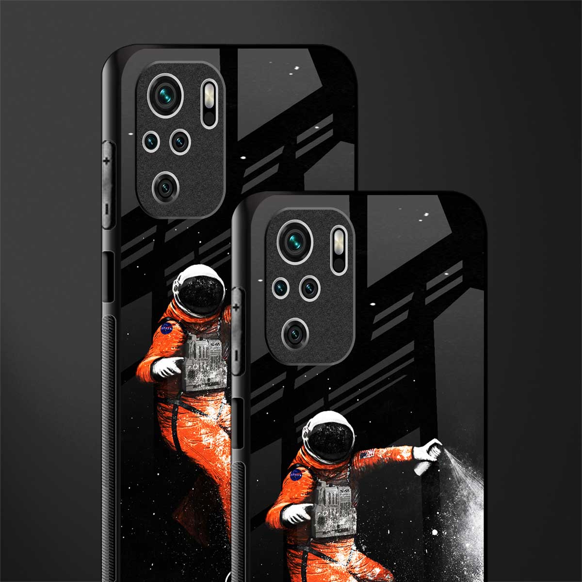 trippy astronaut glass case for redmi note 10s image-2