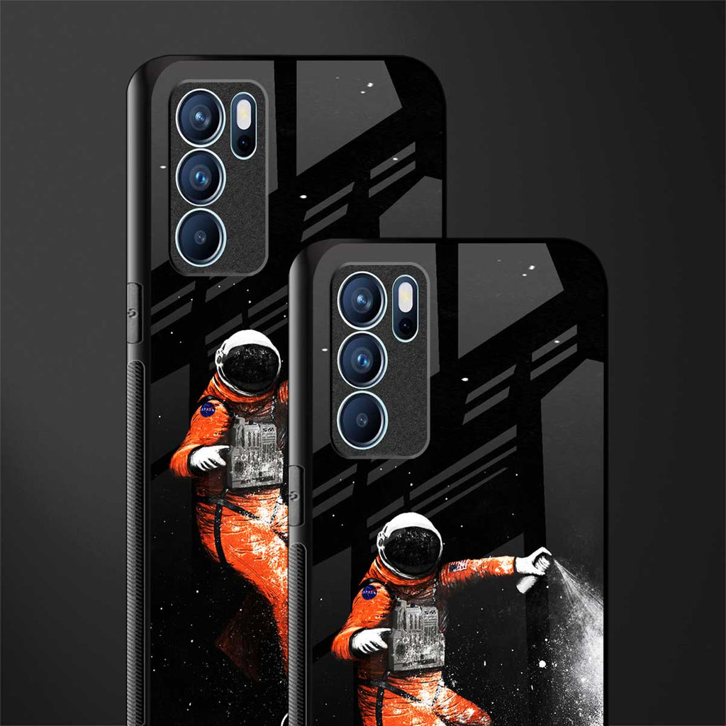 trippy astronaut glass case for oppo reno6 5g image-2