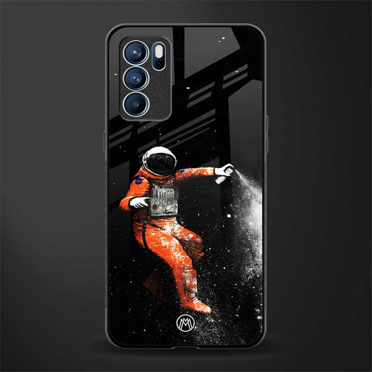 trippy astronaut glass case for oppo reno6 5g image