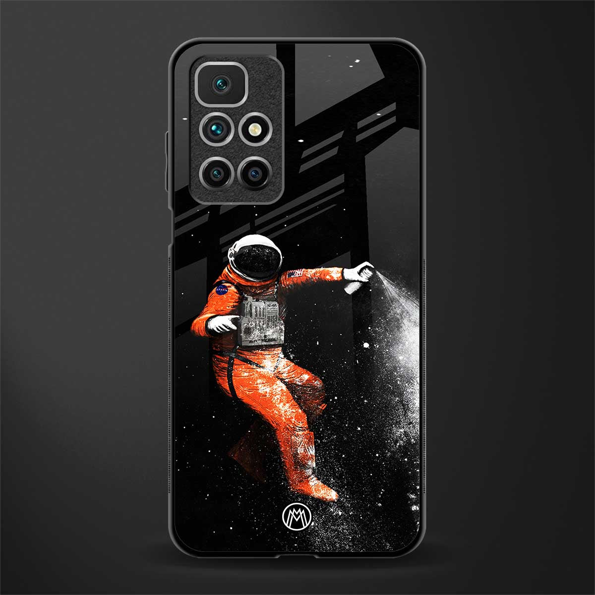 trippy astronaut glass case for redmi 10 prime image