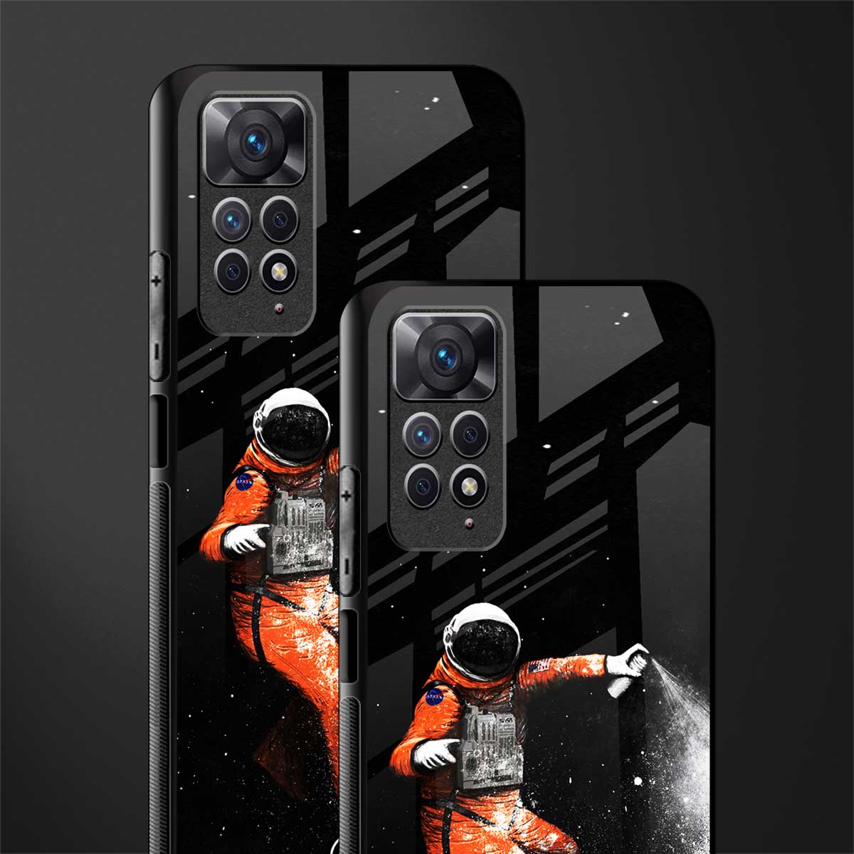 trippy astronaut back phone cover | glass case for redmi note 11 pro plus 4g/5g