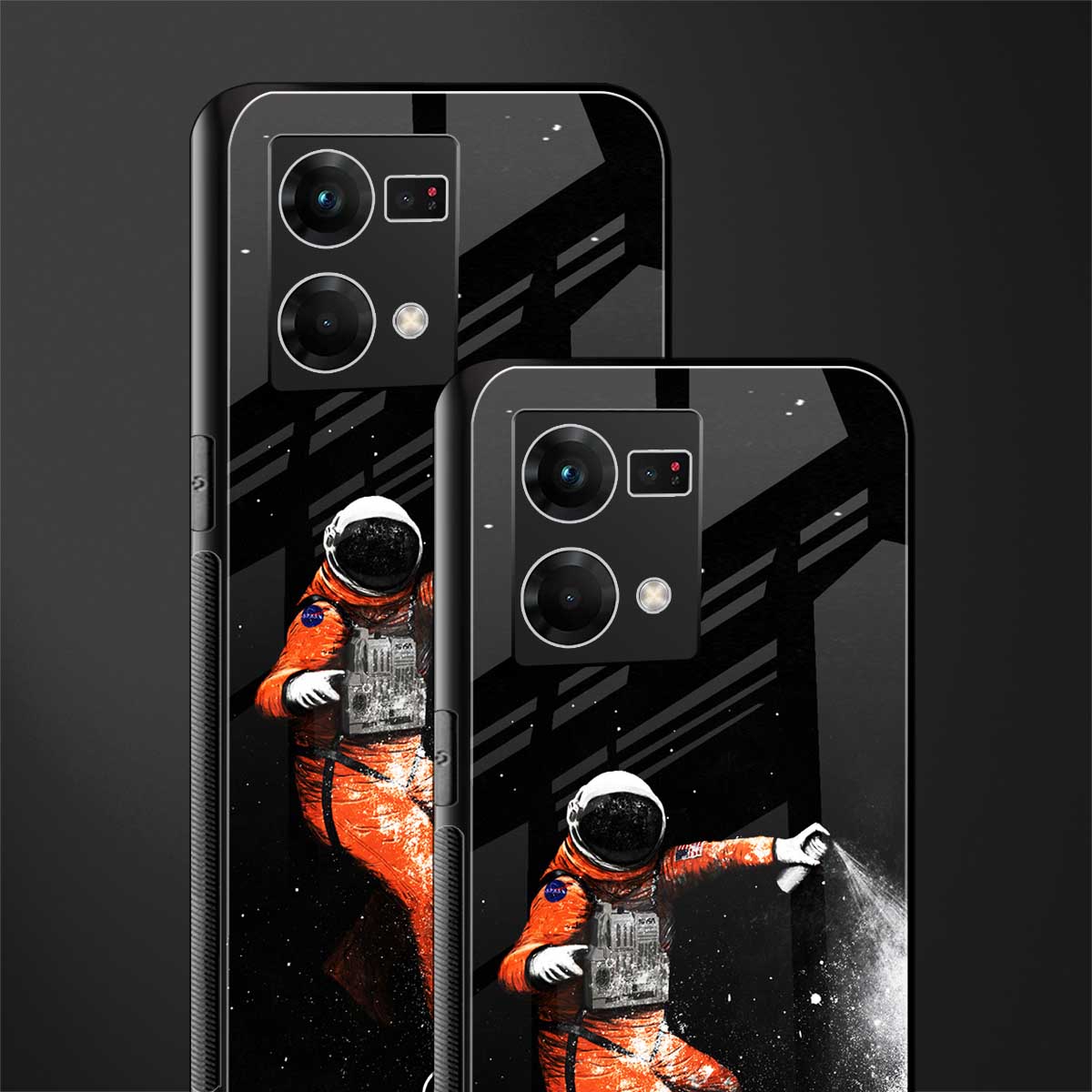 trippy astronaut back phone cover | glass case for oppo f21 pro 4g