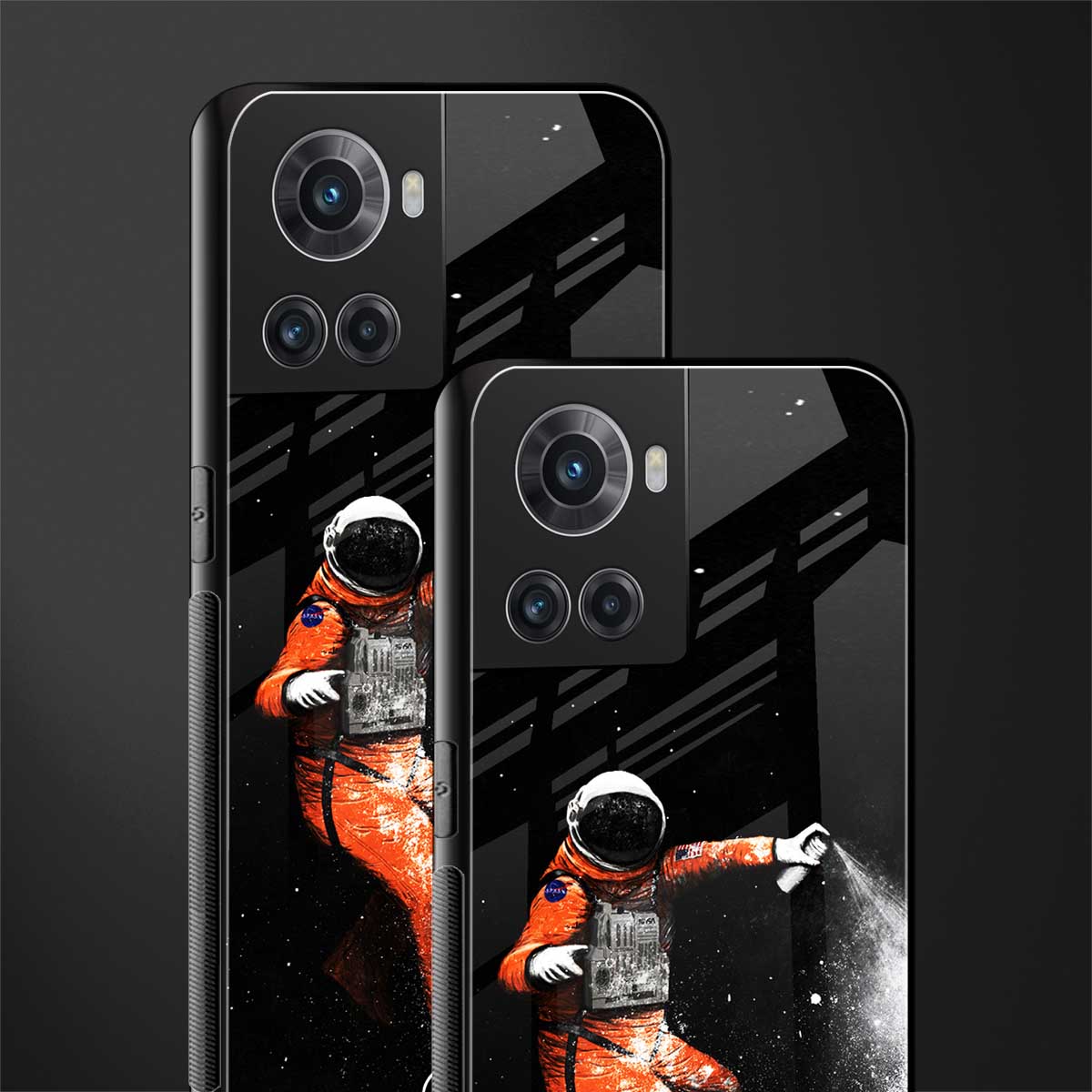 trippy astronaut back phone cover | glass case for oneplus 10r 5g