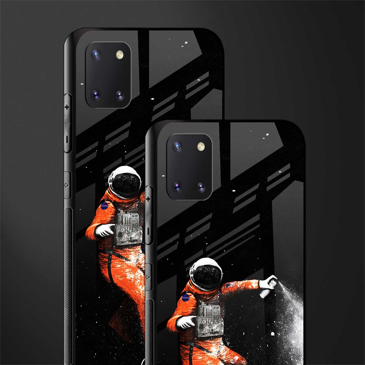trippy astronaut glass case for samsung a81 image-2