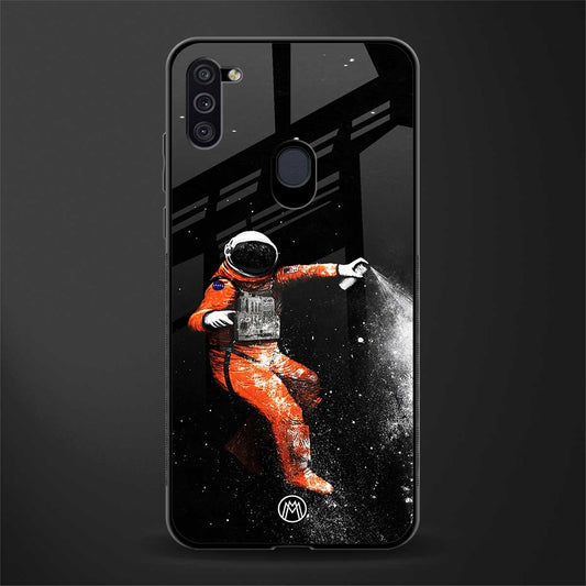 trippy astronaut glass case for samsung a11 image