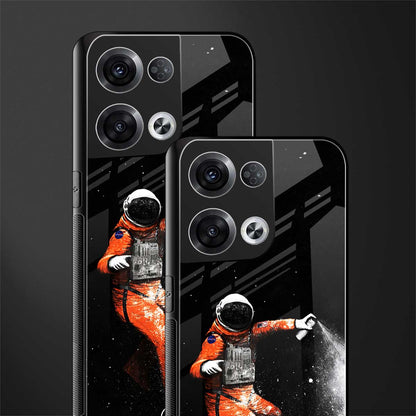 trippy astronaut back phone cover | glass case for oppo reno 8