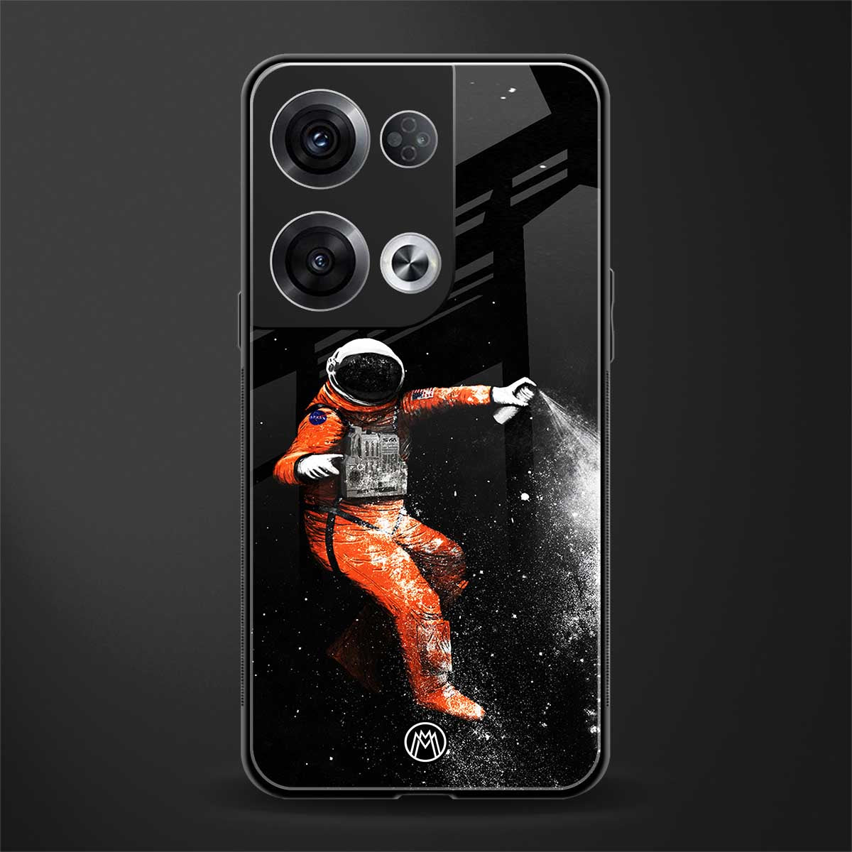 trippy astronaut back phone cover | glass case for oppo reno 8