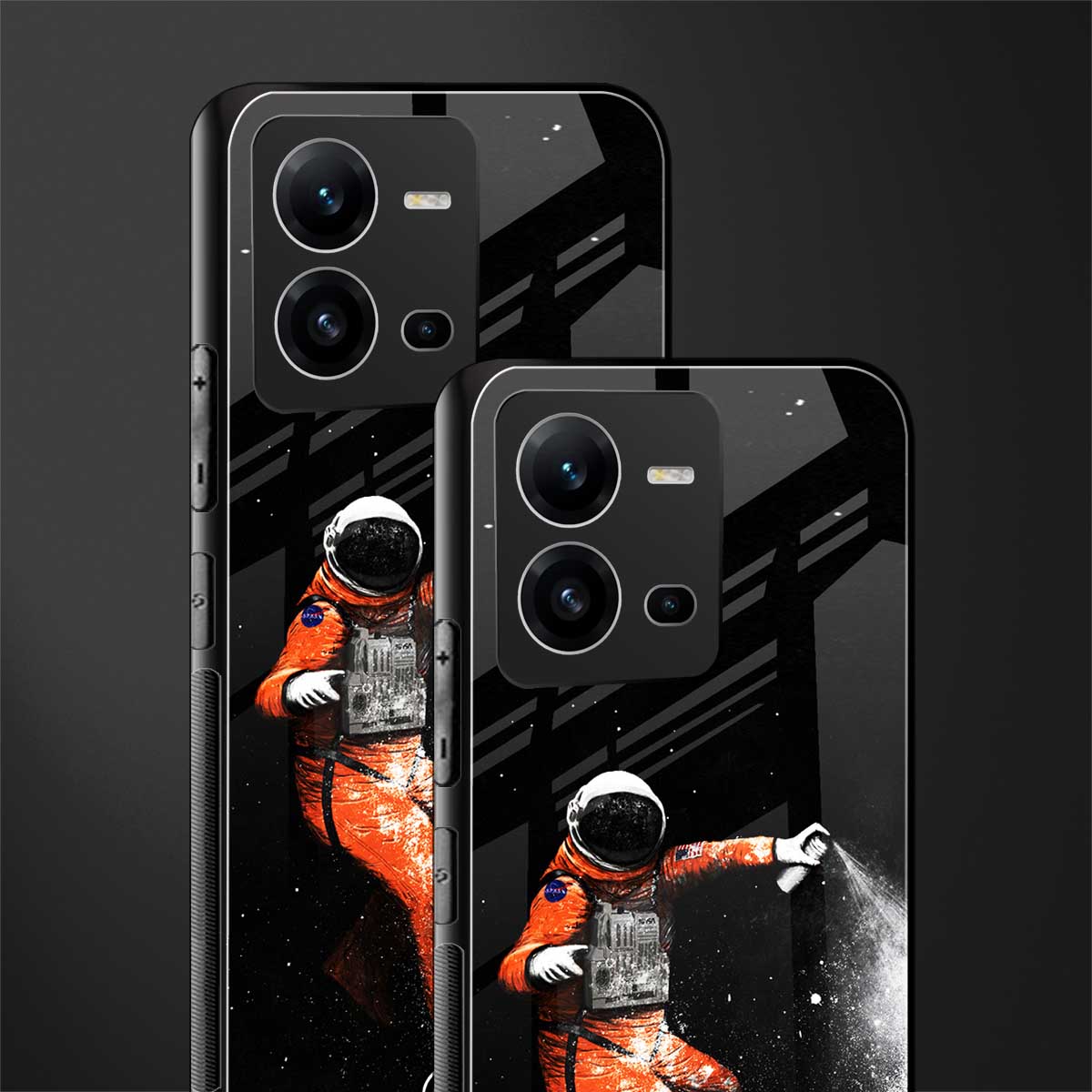 trippy astronaut back phone cover | glass case for vivo v25-5g