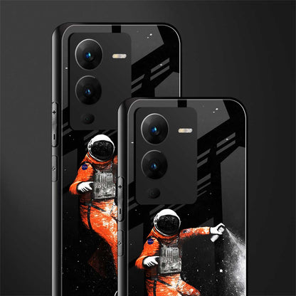 trippy astronaut back phone cover | glass case for vivo v25 pro 5g