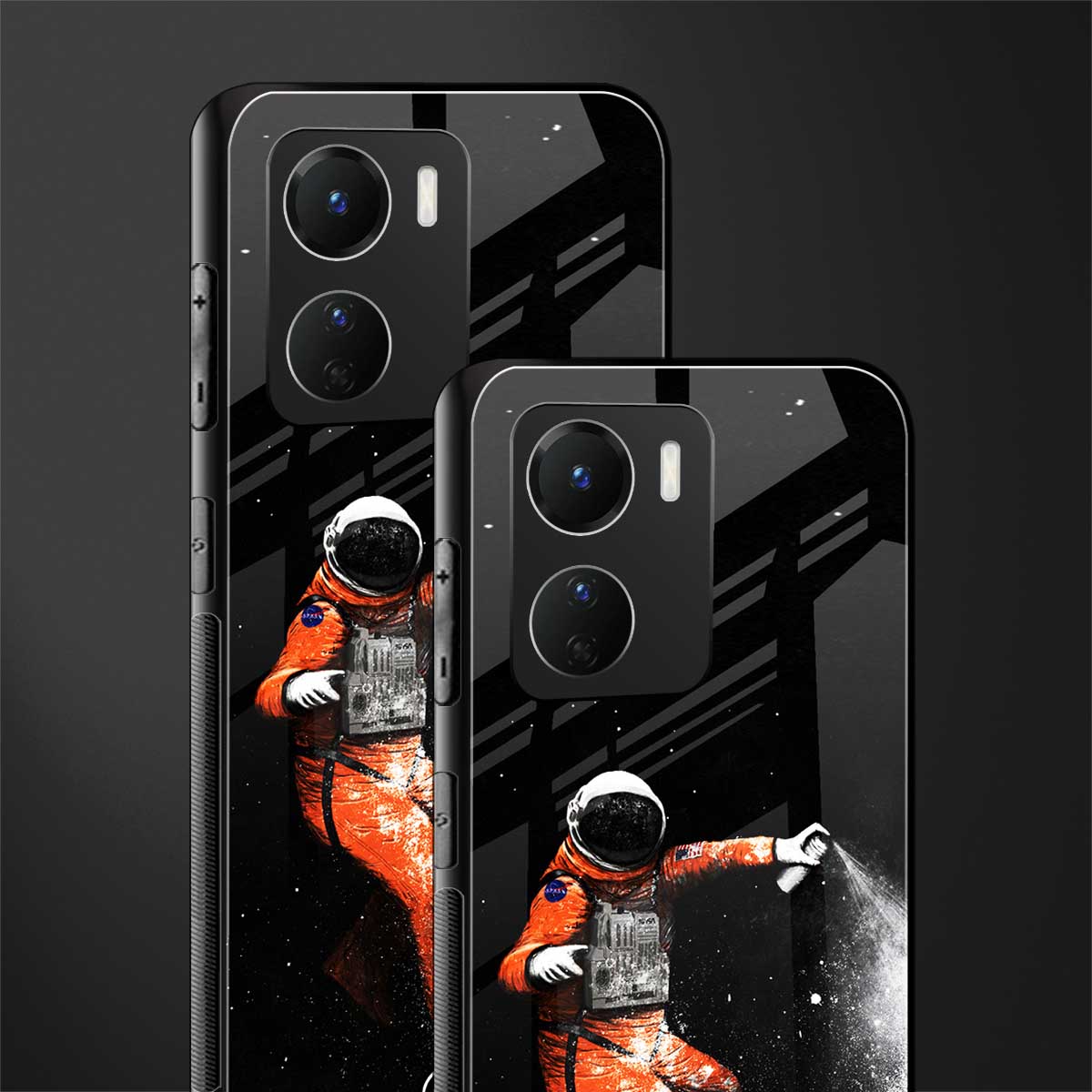 trippy astronaut back phone cover | glass case for vivo y16